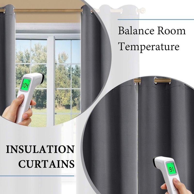 Diraysid Grey Blackout Curtains for Bedroom Grommet Thermal Insulated Room Darkening Curtains (42 x 84 Inch, 2 Panels) - Image 4